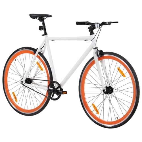 Rantry Fixed Gear Bike White and Orange 700c 59 cm Bicycles