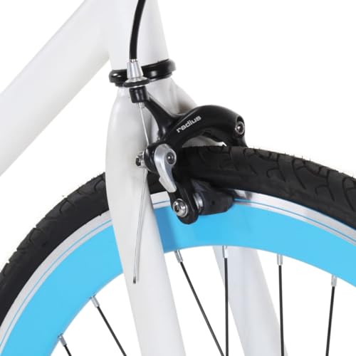 Homgoday Fixed Gear Bike White and Blue 700c 55 cm Bicycles Sporting Goods