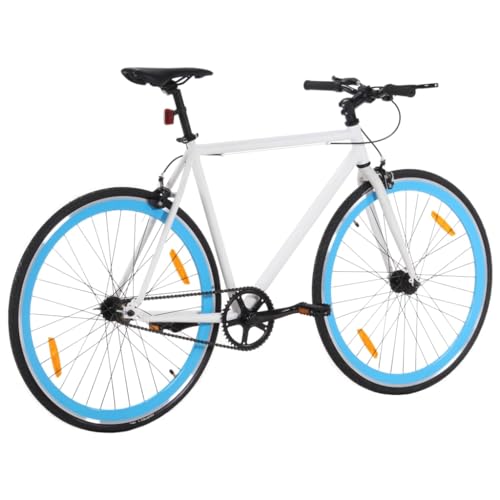 Homgoday Fixed Gear Bike White and Blue 700c 55 cm Bicycles Sporting Goods