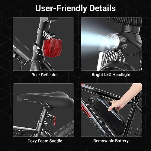 Eleglide M2 Electric Bike, 27.5''/29'' Electric Bicycle for Adults, E Mountainbike, 36V 15Ah Removable Battery,Max Range 125KM, Dual Hydraulic Disk Brake, Shimano 24 Speed, APP (Inches, 29)