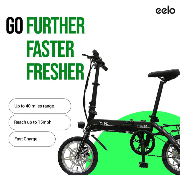 eelo 1885 14" Folding Electric Bike for Adults - Easy to Fold, Carry and Store - UK Designed and Assembled Foldable eBike - Experience the Difference with a Queen's Award Winner