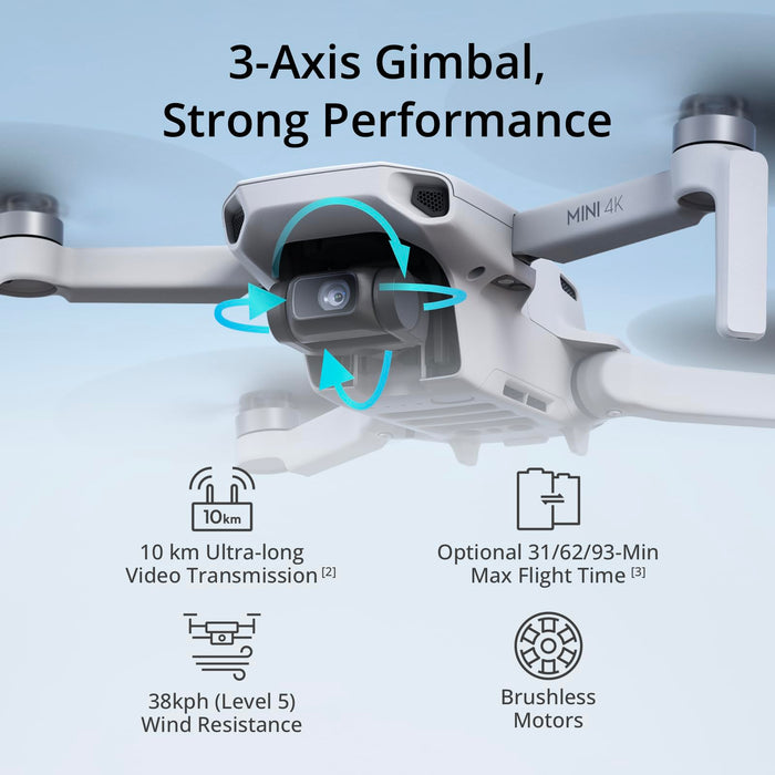 DJI Mini 4K, 4K UHD Camera Drone, 31-Min Flight, Auto Return, 10km