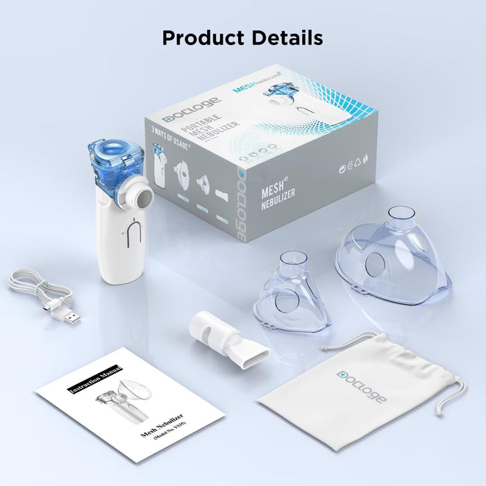 Portable Nebulizer - Mesh, Mouthpiece, Masks, Travel & Home Use