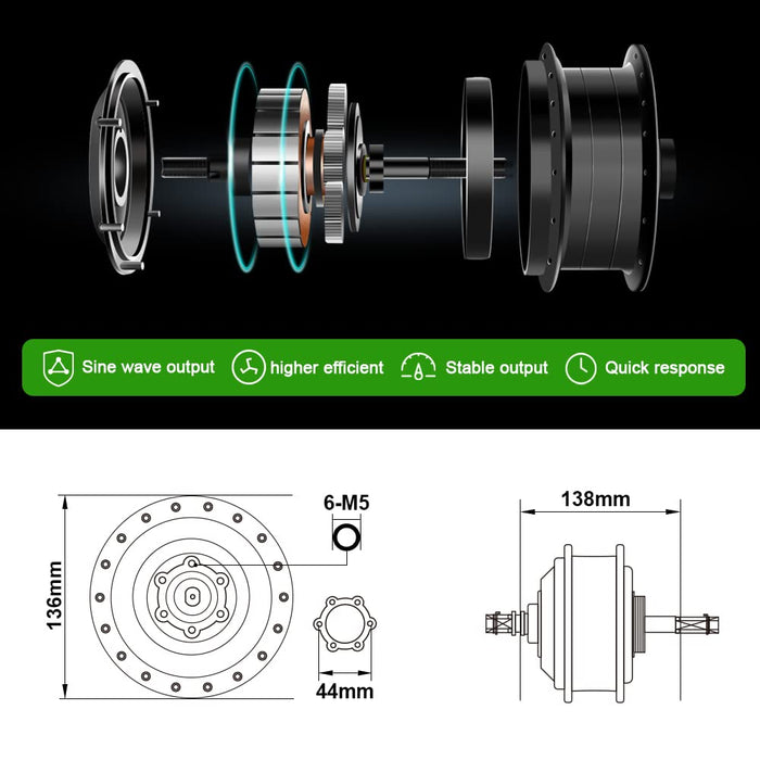 YOSE POWER 27.5'' E-bike Freewheel Conversion Kit 36V 350W Motor with E-Bike Battery 36V13Ah Integrated controller for E-bike Rear Wheel