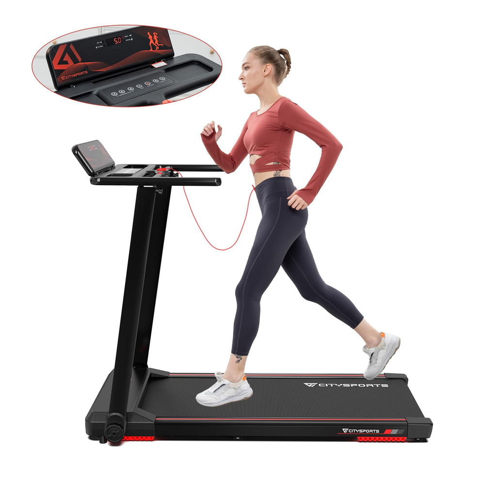 CITYSPORTS Folding Treadmill, 2.0HP, 1-12km/h, LED Display, Fitness App