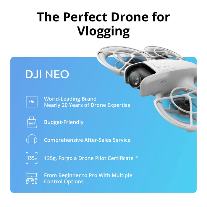 DJI Neo Mini Drone, 4K Camera, AI Tracking, Palm Takeoff, Propeller Guard