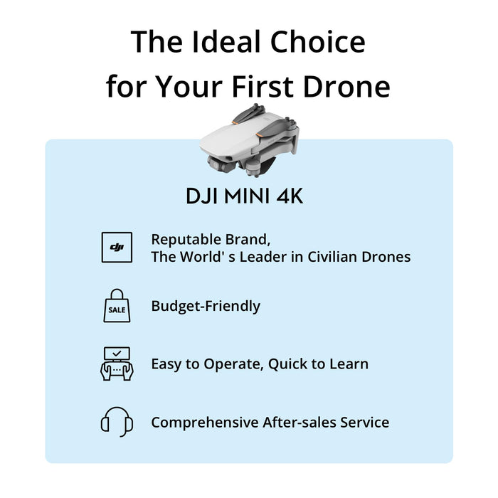 DJI Mini 4K, 4K UHD Camera Drone, 31-Min Flight, Auto Return, 10km