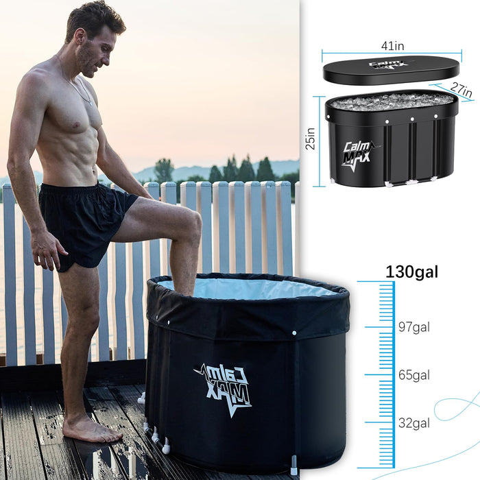 CalmMax Ice Bath Tub - 130 Gal, Cold Plunge, Portable, Cover Included