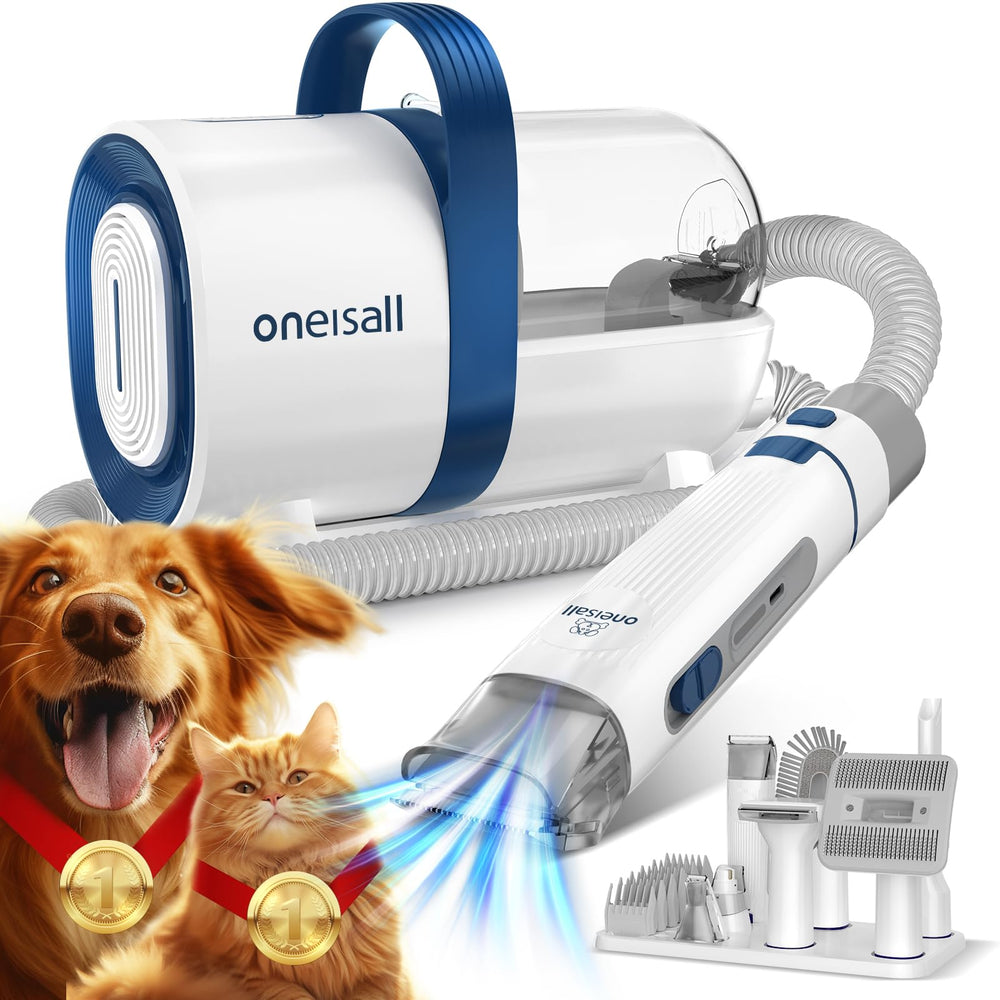 oneisall Dog Grooming Kit - Vacuum, Clippers, 7 Tools, 1.5L Dust Cup