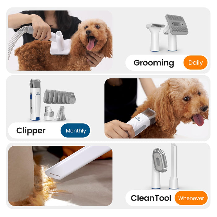 oneisall Dog Grooming Kit - Vacuum, Clippers, 7 Tools, 1.5L Dust Cup