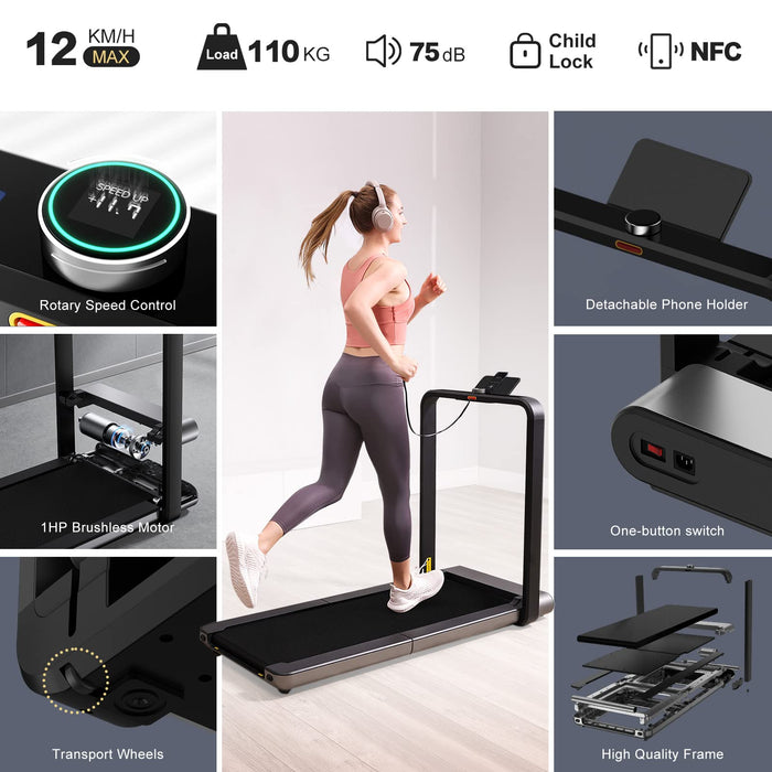 WalkingPad X21 Treadmill, 1-12 km/h, App Control, HD Display, Black