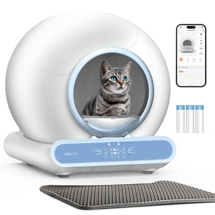 65L+9L Self Cleaning Litter Box - App Control, Odor Removal, Mat & Liner