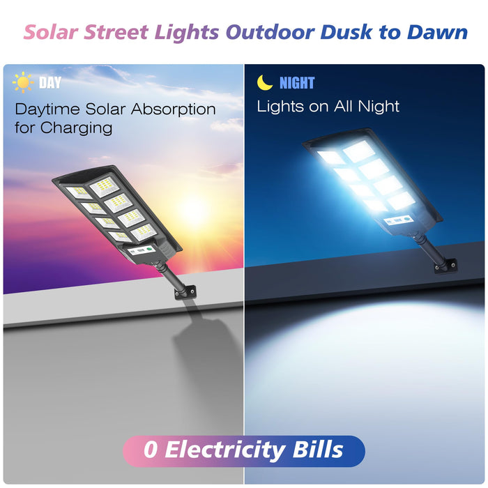 4-Pack Solar Street Lights Outdoor - 6000K LED Dusk to Dawn, Waterproof Solar Flood Lights with Motion Sensor & Remote Control for Parking Lot, Garden, Yard