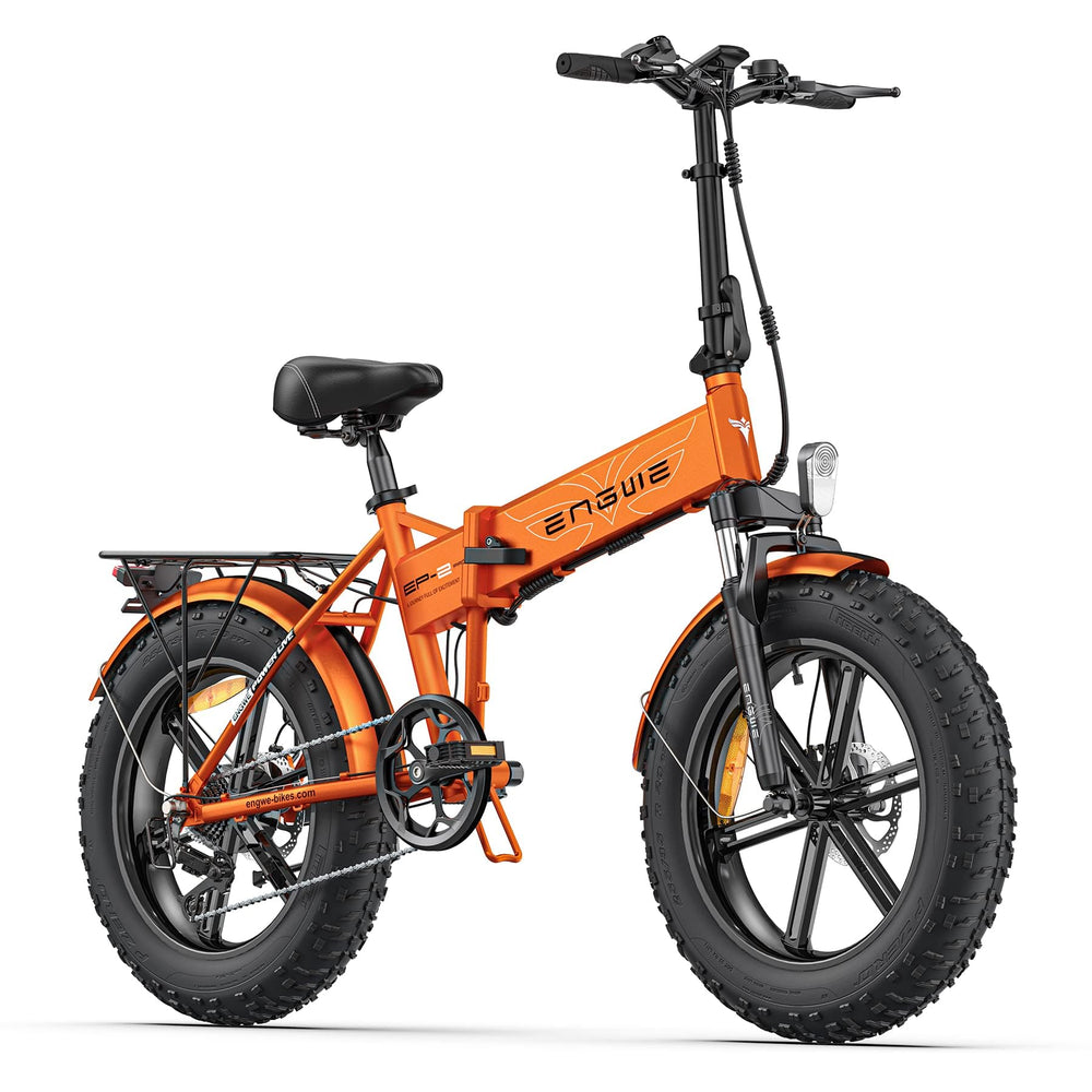 ENGWE Folding Electric Bike for Adults, 20"×4.0" All Terrain Fat Tires Mountain Beach Electric Bicycles 7 Speed Gear E-Bike with Removable Lithium Battery 48V 13AH (Orange1)