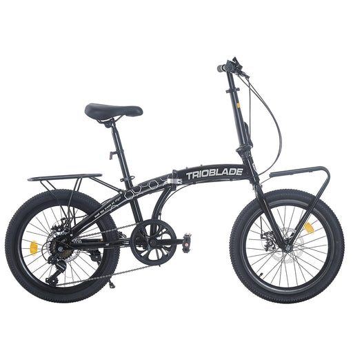 TRIOBLADE 20 Inch Folding Bike for Adult 7-Speed Shimano Drivetrain Folding Bicycle Lightweight Aluminium Frame Disc Brake Foldable Bikes for Women Men (Grey with Cargo Racks)