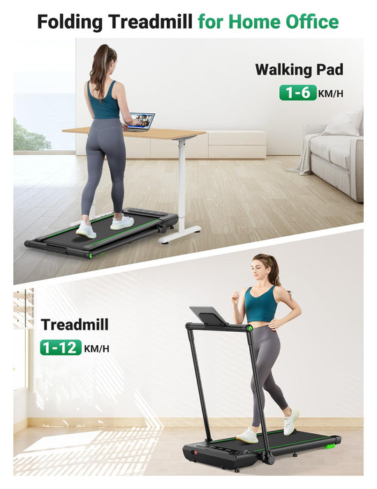 THERUN Folding Treadmill, 2.5HP, 1-12 km/h, LED Display, No Assembly