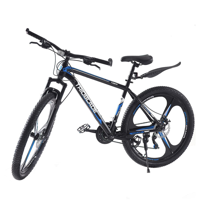 BSTSEL 27.5 Inch Mountain Bike 3 Spoke Wheels Bicycle 17.5 Inch Aluminum Frame Mountain Bicycle Shimano 21 Speeds with Dual Disc-Brake Suitable For Men And Women Over The Age Of 16 (Black & Blue)