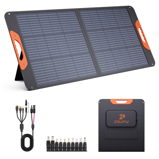 ZOUPW 100W Solar Panel - Foldable, QC3.0, IP67 Waterproof, Camping, RV