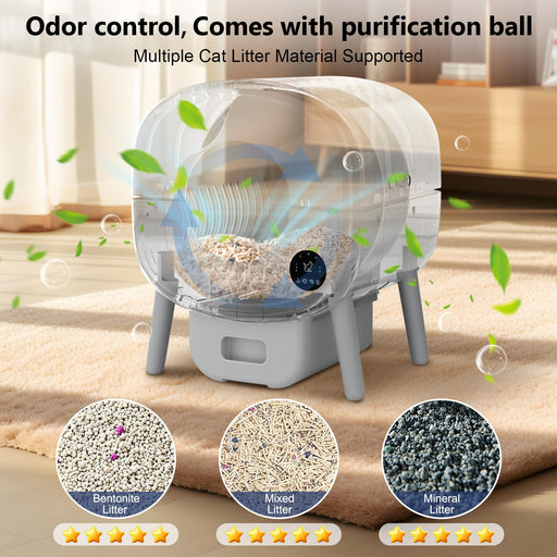 Cumrige 95L Self Cleaning Litter Box - App Control, Safety, Garbage Bags