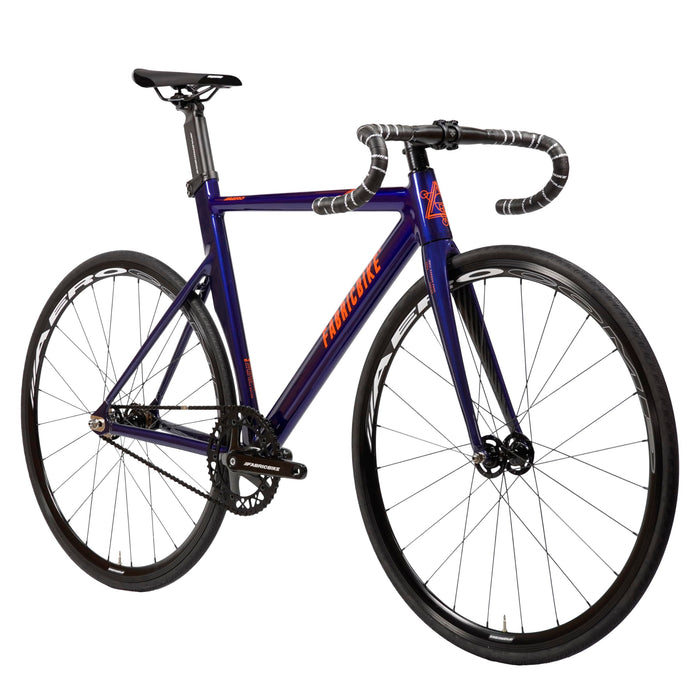 FabricBike AERO - Fixed Gear Bike, Single Speed Fixie Bicycle, Aluminium Frame and Carbon Fork, Wheels 28", 5 Colours, 3 Sizes, 7.95 kg (M size) (Indigo & Orange, M-54)