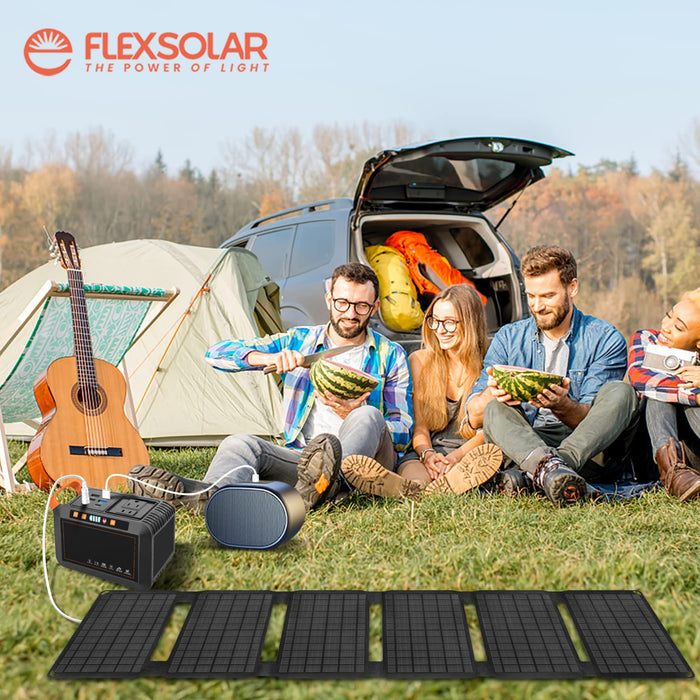 FlexSolar 40W Solar Panel - USB-C, USB-A, Waterproof, Camping, Hiking