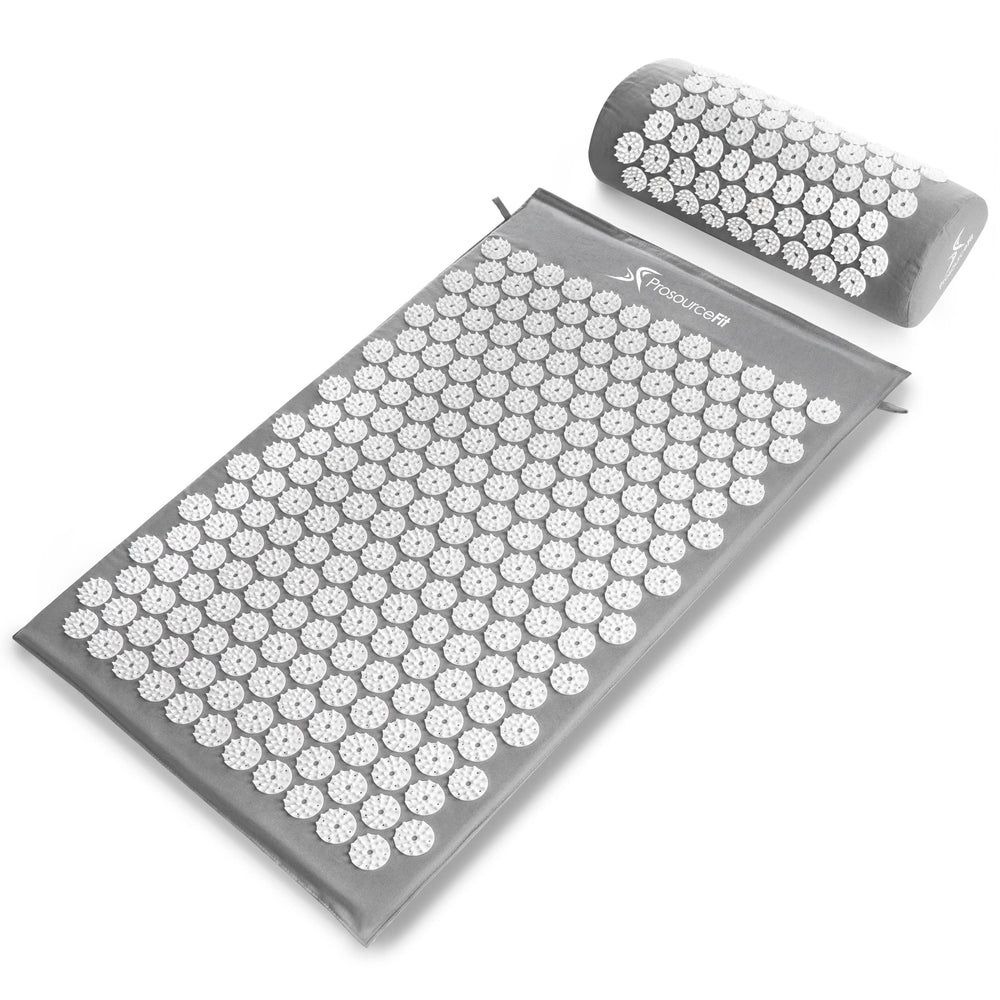 ProsourceFit Acupressure Mat & Pillow Set - Back/Neck Pain Relief, Grey